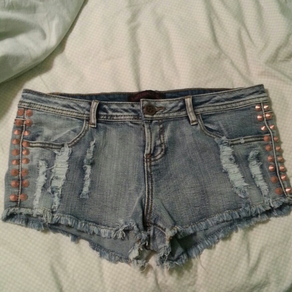 Distressed Studded Shorts