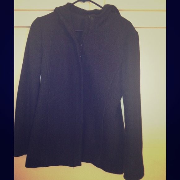 GAP hooded long wool coat .dark grey