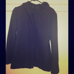 GAP hooded long wool coat .dark grey