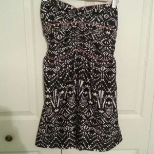 Tribal Print Strapless Dress