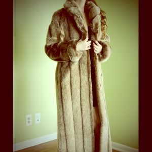 Golden Brown Faux Fur Long Coat *** now for sale *
