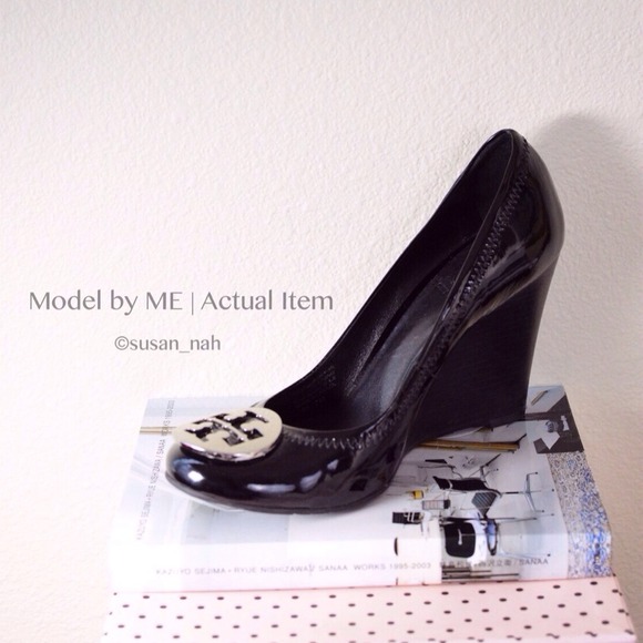 Tory Burch Shoes - Tory Burch black logo black wedge