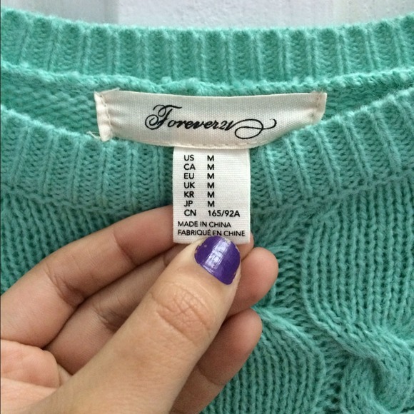 NWOT Teal Cable Knit Sweater Forever 21 - Picture 3 of 4