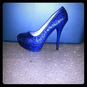 Sparkly glitter blue heels