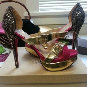 Gold & Pink Sandal Inspired Red Bottom Heels