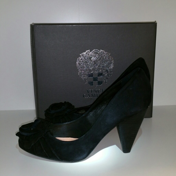 Vince Camuto Black Suede 3.5" Heels, Size 7.5