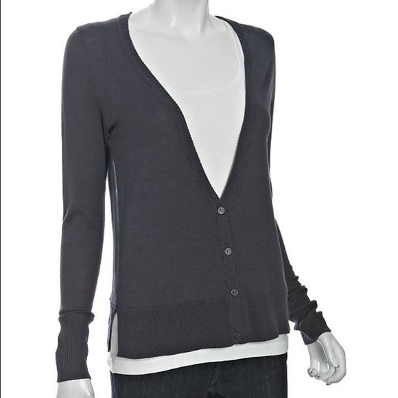 Olive & Oak Charcoal Grey Sheer Cardigan Sweater S