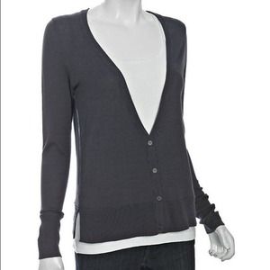 Olive & Oak Charcoal Grey Sheer Cardigan Sweater S