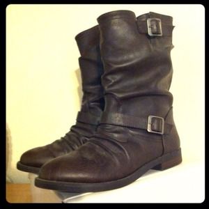 Brown Boots with Buckle Strap