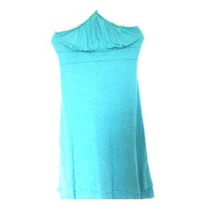 ✂️A turquoise strapless dress with neck tie wraps