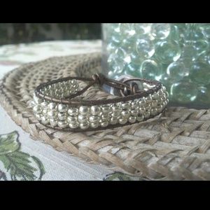 NEW* Silver Bead and Leather Bracelet