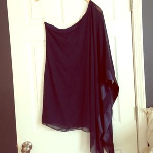Sheer navy one shoulder tunic