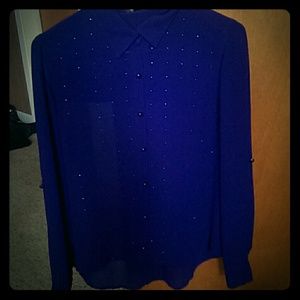 Sheer purple button down