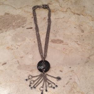 Necklace with black glass stone