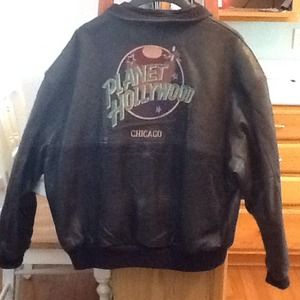 Vintage Chicago Planet Hollywood leather coat,