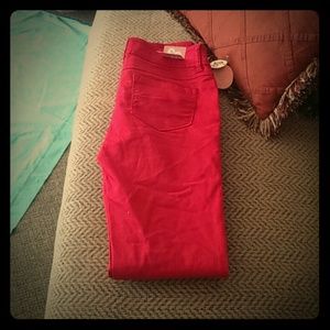 Red skinny jeans