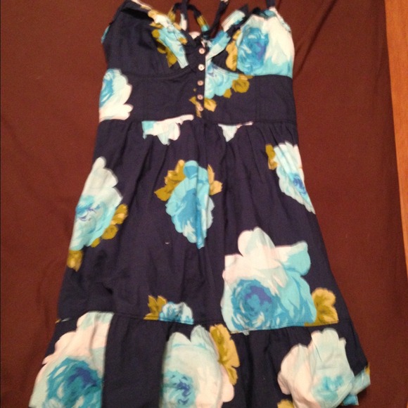 Blue floral bow tie dress