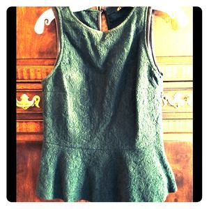Emerald Green Textured Peplum Top