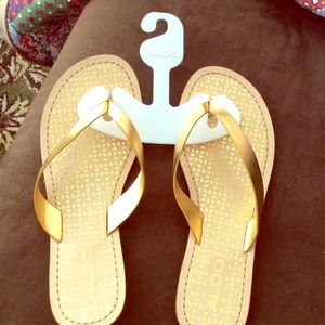Gold Aldo Flip Flops