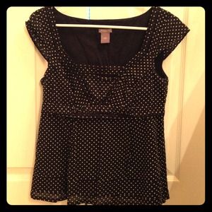 Ann Taylor black dotted shirt
