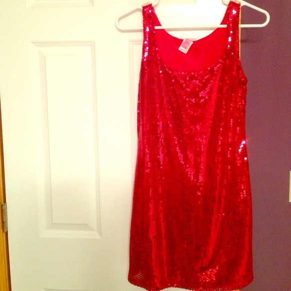 Red sequin dress