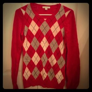 Red grey argyle sweater