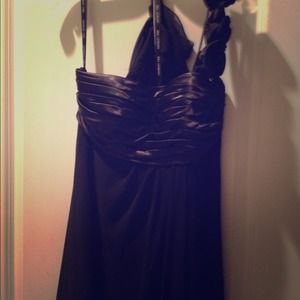 Black long chiffon dress