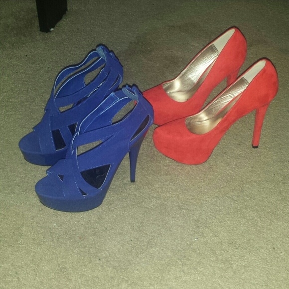 Blue heels and red heels