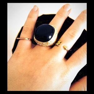 Black and Gold Cocktail Ring