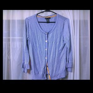 New York and co blue and white striped cardigan