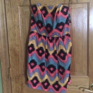 Rachel Roy strapless tribal print dress