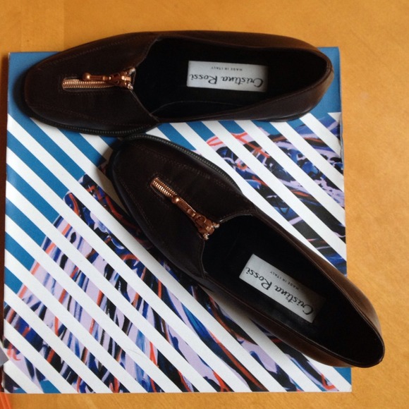 Italian brown leather flats