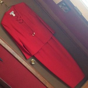 Red, floor length formal dress, worn once.