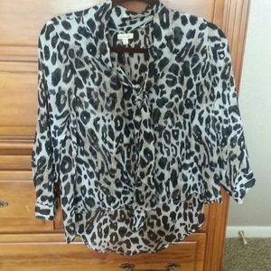 3/4 length animal print blouse