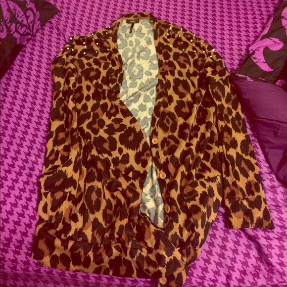 Studded Cheetah print Nollie Cardigan