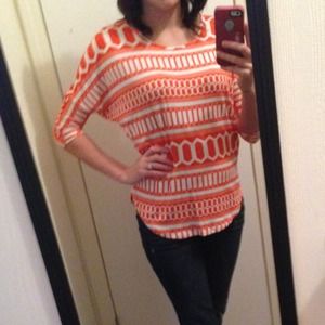 New! Orange geometric print top