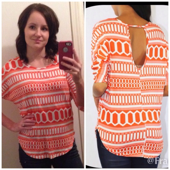 Tops - New!!! Orange geometric top.