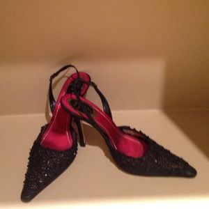 Black beaded heels