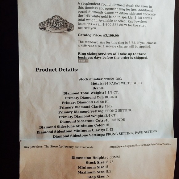 14k white gold 1 1/8 carat round cut diamond ring - Picture 4 of 4