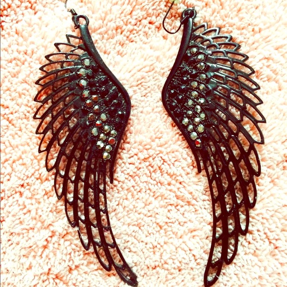 black angel wing earrings