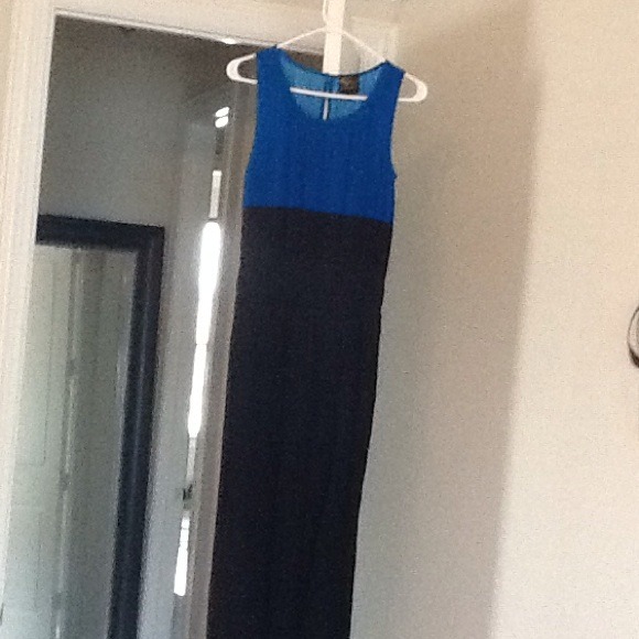 Two tone maxi dress, blue and black