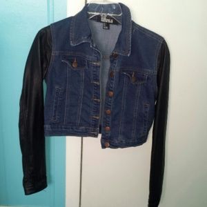 Denim leather jacket