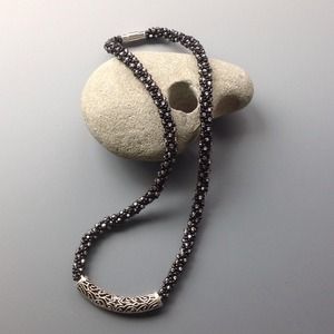 Black and silver beaded necklace