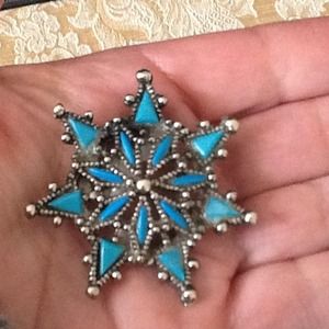 Vintage Silver & Turquoise Pin