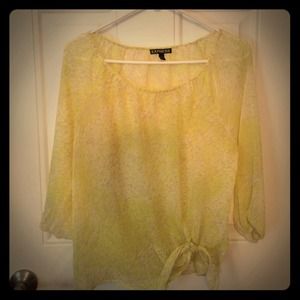 Yellow Animal Print Sheer Blouse
