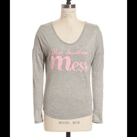Hot Southern Mess Long Sleeve V-Neck Top - Picture 2 of 4