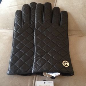 Michael Kors black leather gloves