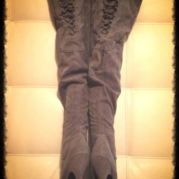 Brand new size 6 gray custom over-the-knee boots