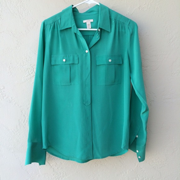 J. Crew Tops - J. Crew Teal Silk Blouse