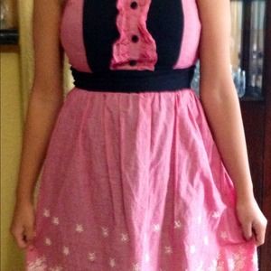 Strapless red dress with floral print